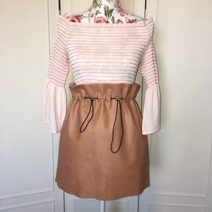 Smocked Color Block Half Sleeve Top